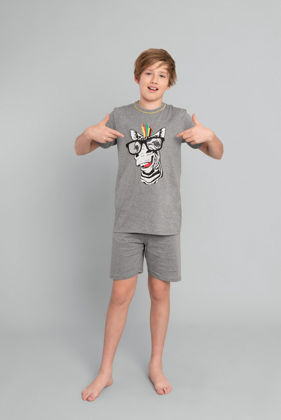 Crazy Boys' pijama cu mânecă scurtă, pantaloni Italian Fashion- mediu melange