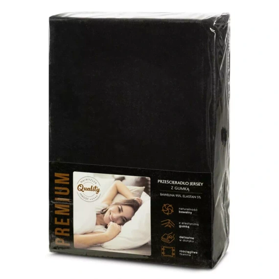 Cearceaf Jersey 4 Eurofirany cu elastic bumbac elastan 190 g/m² negru