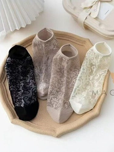 CC-251112 – șosete tip talpici damă din bumbac cu inserții din plasă beige