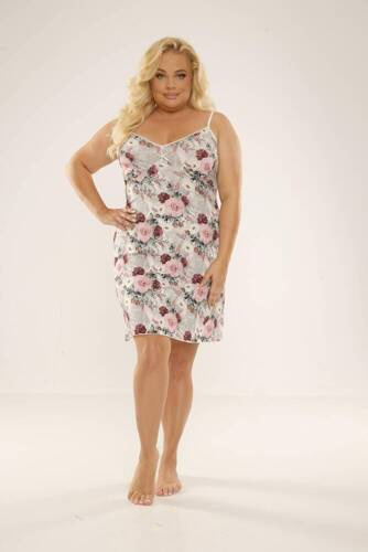 703 Finess Cămașă de noapte fără bretele Plus Dimensiune Forex - trandafiri