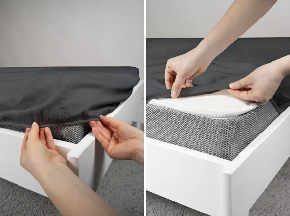 Cearșaf cu elastic din microsatin Poly Detexpol neted și practic black