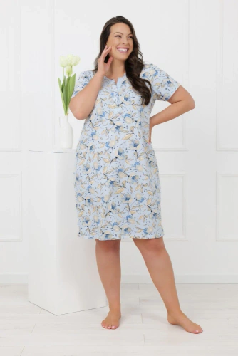 Cămașă de noapte damă CELOZJA Italian Fashion bumbac mânecă scurtă cu nasturi