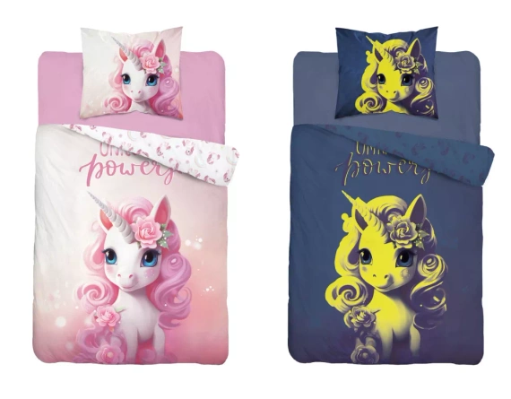 5418 A Unicorn Lenjerie de pat din bumbac care strălucește în întuneric Detexpol