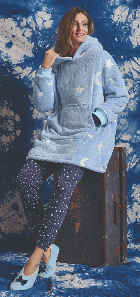 Hanorac Milana Sorbetto Blanket – Albastru deschis, Fleece, Luminos în întuneric