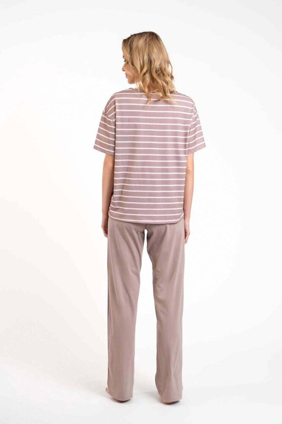 Betty Pijama de damă cu mânecă scurtă, pantaloni lungi Italian Fashion - cappuccino/print cappuccino