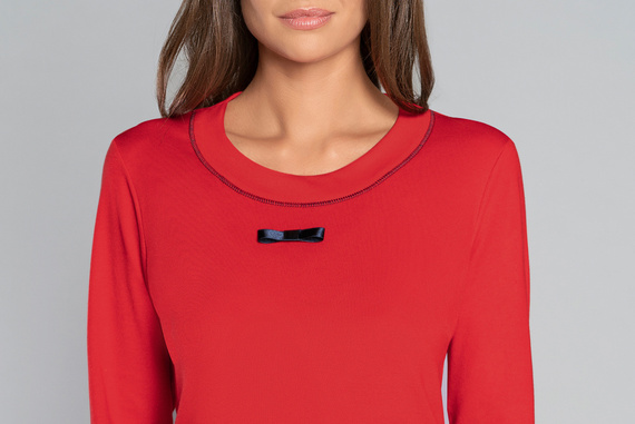 Izera Pijama de damă cu mânecă lungă, pantaloni lungi Italian Fashion - roșu/print 