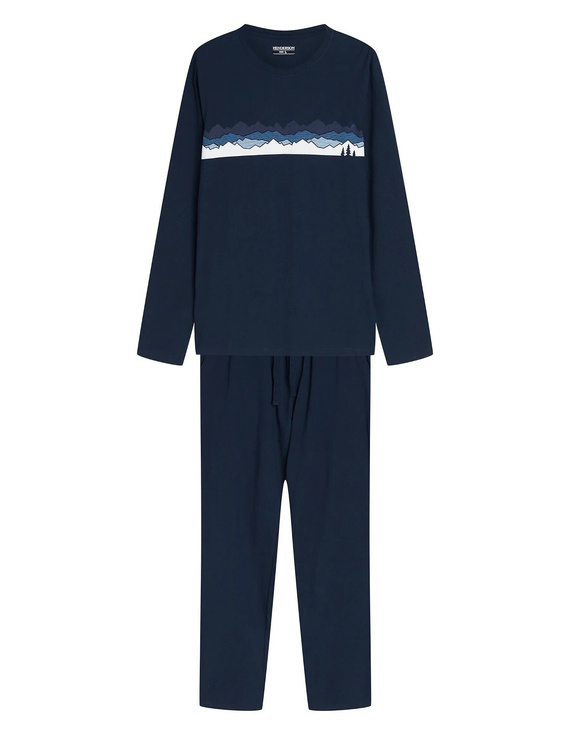 Henderson Froze 45492 Pijamale bărbați lungi 100% bumbac Navy