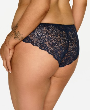 2619 Lupoline- chiloți clasici albastru marin cu dantelă și detalii aurii