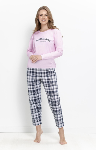 Pijamale damă Taro Isolda 3626 liliac, 100% bumbac, mânecă lungă, 7/8