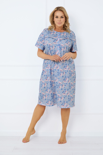 Cămașă de noapte Facelia descheiată, cu mânecă scurtă Modă italiană - print