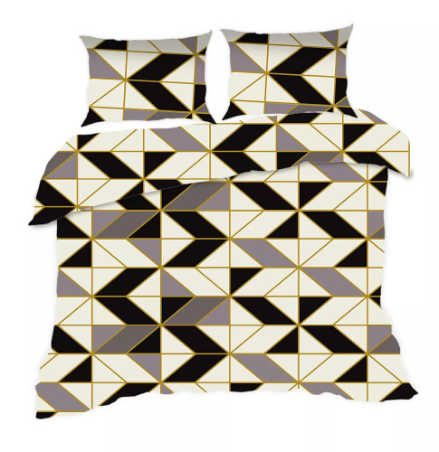 Set de lenjerie de pat 1808N Classic E24 Karo Geometry din bumbac, crem gri negru – 100% bumbac, durabil, colorat, set de 2 piese