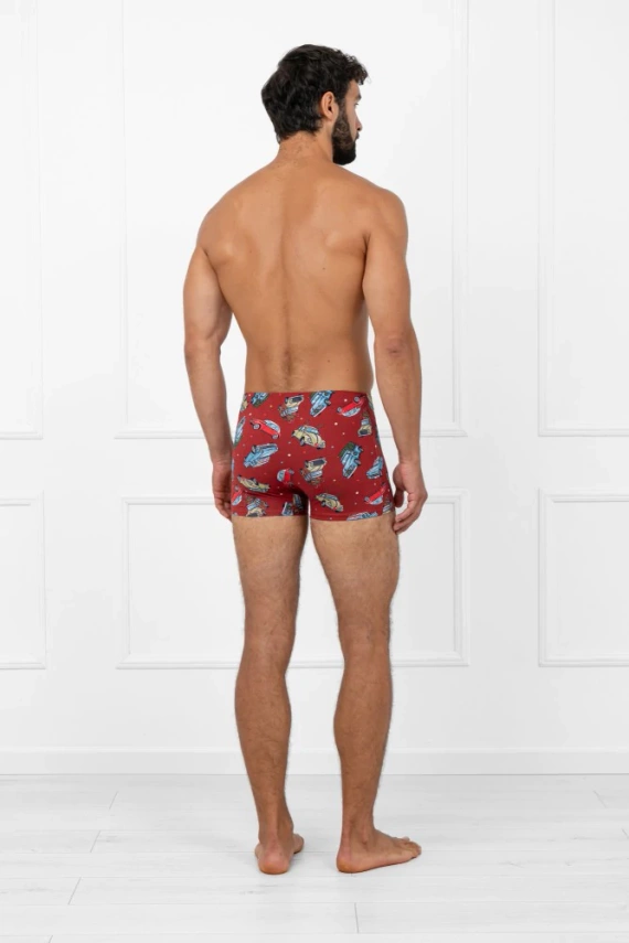 Pantaloni scurți boxer retro pentru bărbați, la modă italiană – bumbac, elastan, model de Crăciun