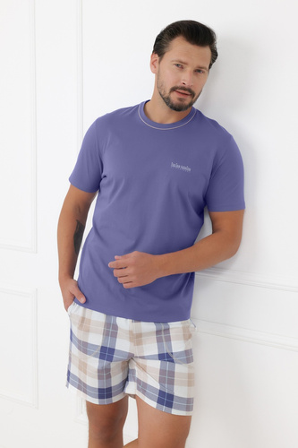 Pijama bărbat Juno Italian Fashion 100% bumbac mânecă scurtă șort