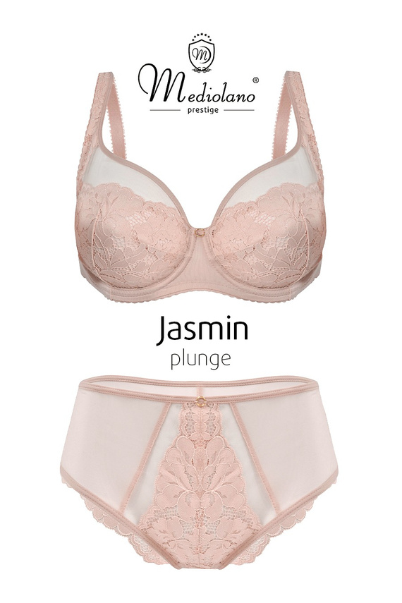 Mediolano Jasmin 19150 sutien plunge dantelă pudră decolteu V