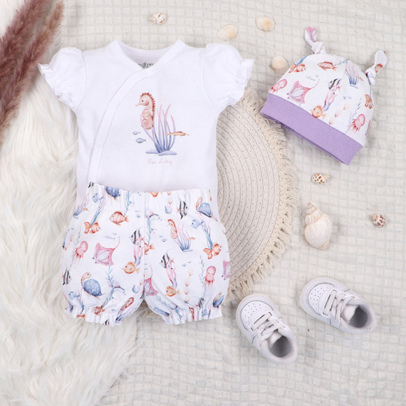 ABN-5489 Underwater World Nini pantaloni scurți pentru bebeluși – bumbac organic, pentru fete