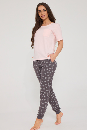 Cornette Margot 1114/515 Pijamale damă 100% bumbac maro cu dantelă