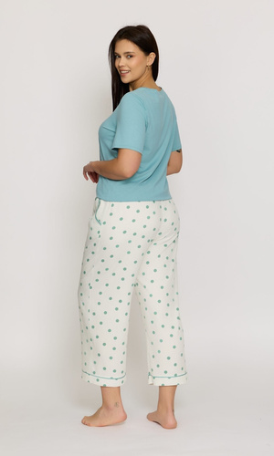 Pijamale Aria 2 PS82 Mefemi by Nipplex damă, vâscoză, buline verde-milk