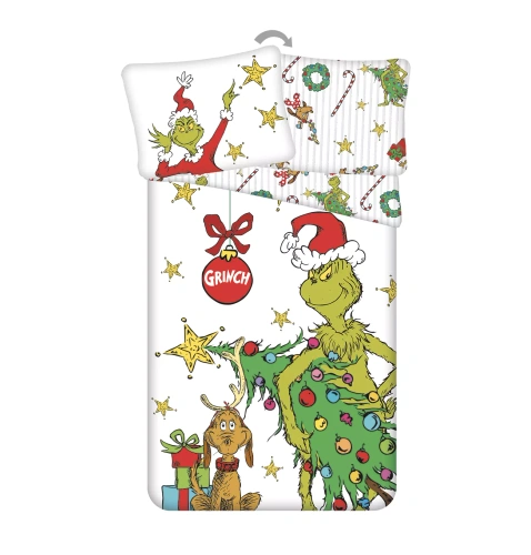 Lenjerie de pat Grinch Grinchmas JF24 140x200 bumbac 100% Grinch castel