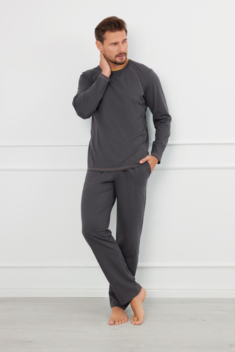 Salomon Pijama pentru bărbați cu mânecă lungă, pantaloni lungi Italian Fashion - grafit / miere