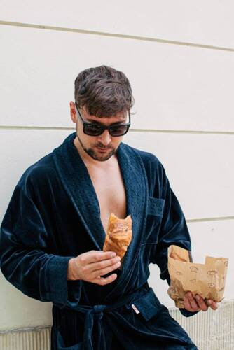 712 Halat bărbătesc Velour De lafense - albastru marin