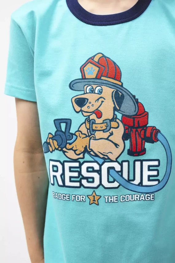 Remek Pijama pentru băieți cu mânecă scurtă, pantaloni Italian Fashion - turcoaz