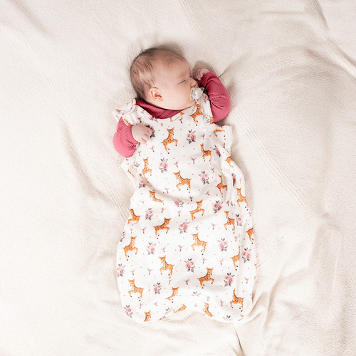 216043 Sac de dormit pentru bebeluși Lala Nicol – 100% bumbac, model cu căprioare și păsări