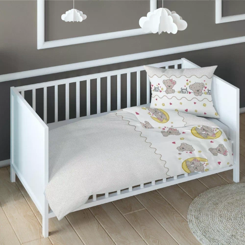 2896 D Dreamland Lenjerie de pat din bumbac pentru copii, ursuleți Karo