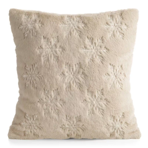 CHP308 Față de pernă de Crăciun Eurofirany 45x45 cu paiete 3D stele bej