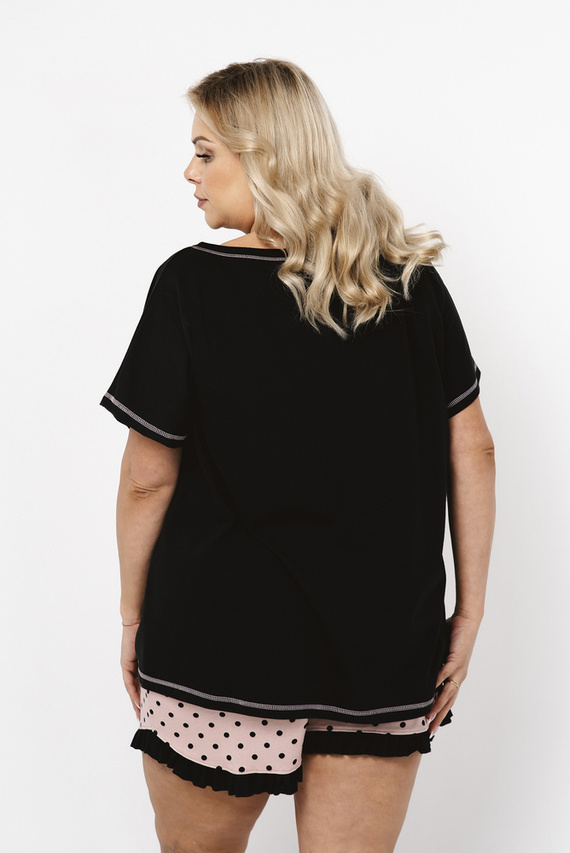 Buscato Pijama cu mânecă scurtă pentru femei, pantaloni scurți Italian Fashion- print/negru