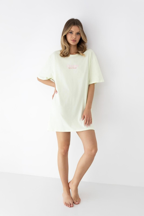 Cămașă de noapte Savanna Sensis lime bumbac lejeră și comodă