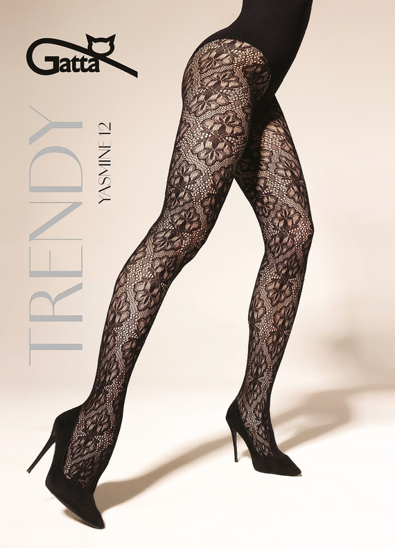 Rajstopy Gatta Trendy Yasmine wz.12 – plasă, model floral, moi