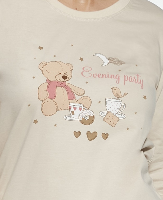 594/187 592/187 Cornette Bears pijamale fete | Pantaloni lungi în carouri din bumbac, imprimeu