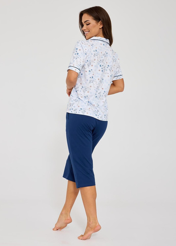 Cornette Yvonne 347/347 pijama damă bumbac flori nasturi pantaloni 3/4