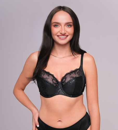 Sutien moale 1130/4 Ava negru – dantelă, strălucire delicată, fără armătură laterală