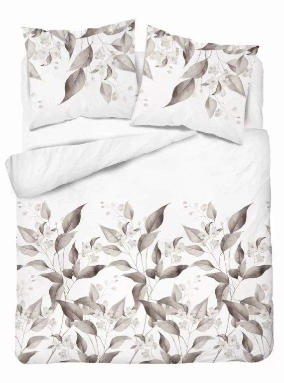 5326 B Lenjerie de pat satin frunze Detexpol bej