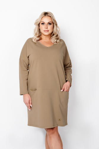 Tunică cu mânecă lungă pentru femei Karina Italian Fashion - camel