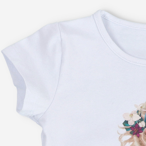 KAR-4007/BIA Tricou fetita cu maneca scurta Lagarto Verde alb