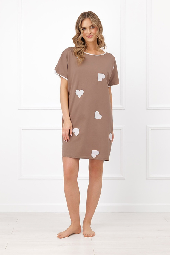 Italian Fashion Mila cămașă de noapte Mega Soft mânecă scurtă inimioare bumbac
