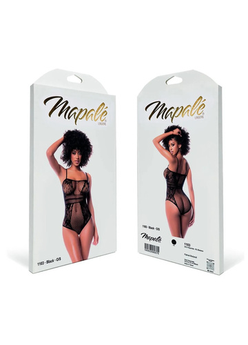 Body 1103X Fishnet Bodysuit Mapale negru, body plasă, plus size XL-5XL