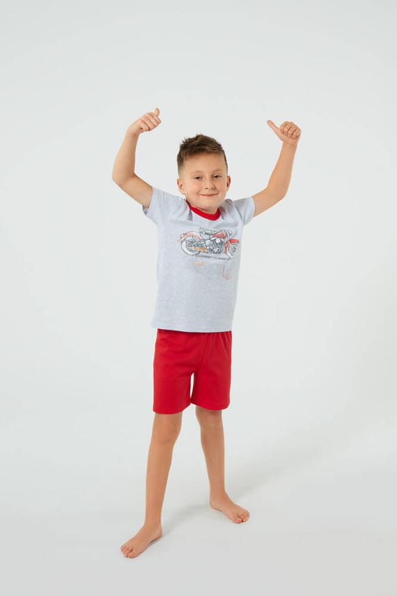 Junak Pijamale pentru băieți cu mânecă scurtă, pantaloni scurți Italian Fashion - j.melange/roșu