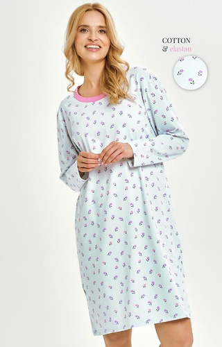 3447 Cămașă de damă Yolanda Taro – bumbac cu elastan, imprimeu floral, mâneci lungi