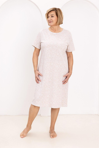 Rochie de noapte 169 Regina – din bumbac, cu model floral, decolteu semicircular | Eleganță și confort