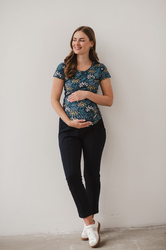 Cămașă Milk Bluză pentru alăptare și maternitate cu mâneci scurte Milk&Love meadow pe bleumarin