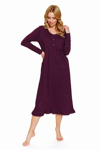 7318 Doctor Nap – Cămașă de noapte pentru maternitate și alăptare din bumbac | Producția poloneză - visiniu