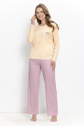 Pijamale damă Taro Marigold 3617, bumbac 100% măsliniu, mânecă lungă