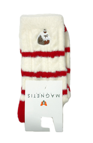 Șosete de damă Magnetis YN5034 cu imprimeu de casă - bumbac, Crăciun cu broderie decorativă