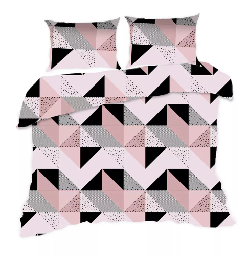 Set de lenjerie de pat 1840N Classic E24 Karo din bumbac, geometrie neagră pudră – 100% bumbac, rezistent, colorat, set de 2 piese