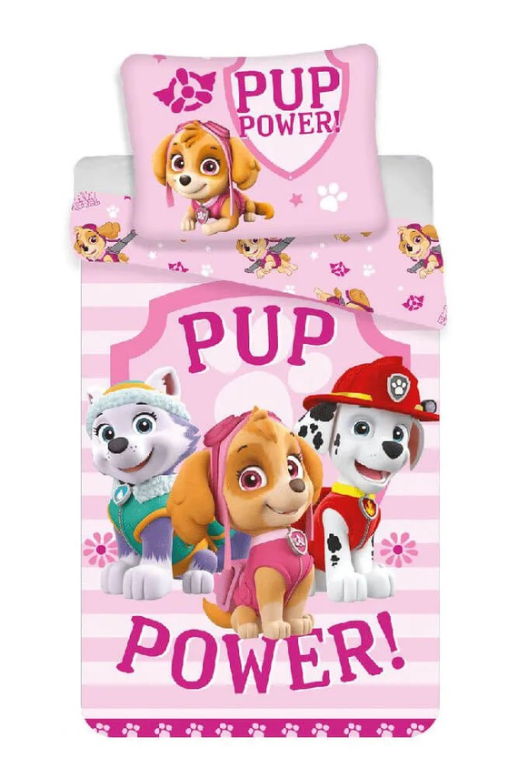 3317 Lenjerie de pat din bumbac pentru copii Paw Patrol de la Jerry Fabrics - roz