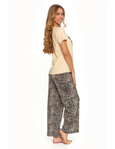 PDD4300-013 Pijama dama Moraj cu maneca scurta - bej