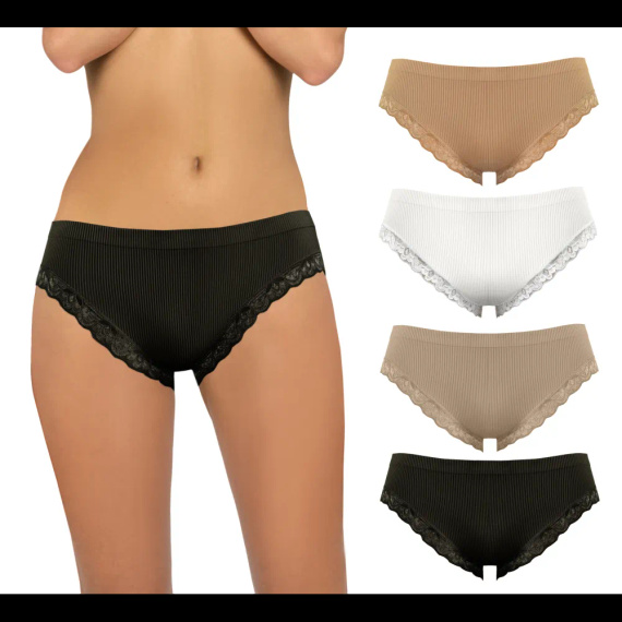 Chiloți damă Sesto Senso 6108 dantelă fără cusături elastic confort black